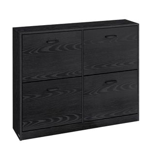 Meuble à Chaussures 4 Portes Battantes, Séparateur Réglable,24 X 105,5 X 82,7 Cm, Noir