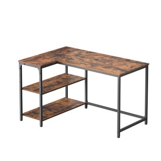 Bureau En L, Étagères Réglables Avec Rangement, 110 X 80 Cm, Marron