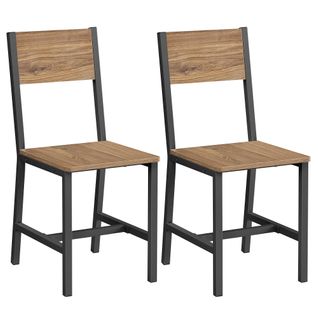 Chaise Salle à Manger Lot De 2, Cadre En Acier, Style Industriel, Marron Blé Et Noir D'encre