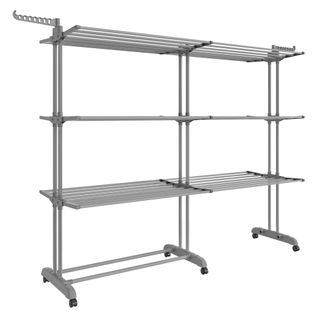 Séchoir Mobile à 4 Niveaux, Avec Roulettes, Pliable, 63,5 X (131-200) X 177,5 Cm, Gris