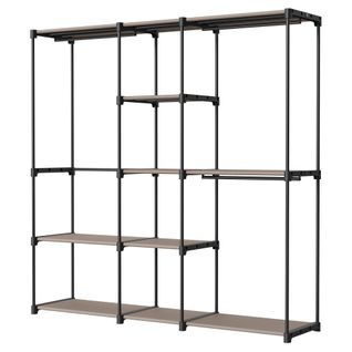 Armoire Ouverte, Portant à Vêtements, Penderie Avec Tringles à Vêtements Et Étagères, Taupe