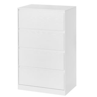 Commode 4 Tiroirs, Meuble De Rangement, 40 X 60 X 97,4 Cm, Style Moderne, Blanc
