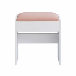 Tabouret De Coiffeuse, En Velours, Avec Patins Antidérapants, Blanc Et Rose