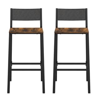Ensemble De 2 Tabourets De Bar, Pour Cuisine Salle à Manger Bureau, Style Industriel, Marron Et Noir