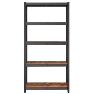 Étagère De Rangement, Bibliothèque, 5 Niveaux, Étagères Réglables, Marron Et Noir