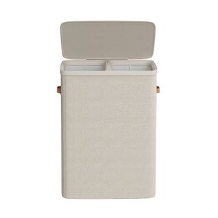 Panier à Linge, Collecteur De Linge 170 L à 2 Compartiments, Trieur De Linge, Beige