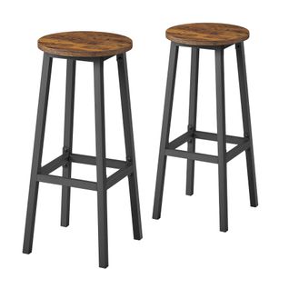 Lot De 2 Chaises Hautes, Tabourets De Bar Avec Repose-pieds, Cadre En Métal, Marron Et Noir