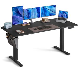 Bureau Réglable En Hauteur, 160 X 70 Cm, Fonction Mémoire, Port USB-c, Noir