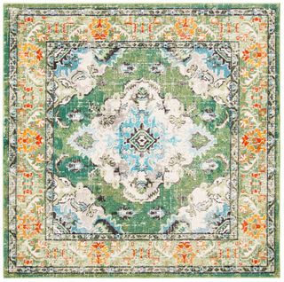 Tapis Monaco 235 X 235 Cm Bohème Chic Mila Vert Foret / Bleu Clair
