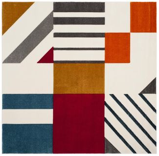 Tapis Hollywood 122 X 122 Cm Contemporain Dominique Ivoire / Bleu Paon