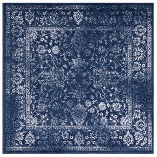 Tapis Adirondack 122 X 122 Cm Distressed Vintage Lucinda Marine / Ivoire