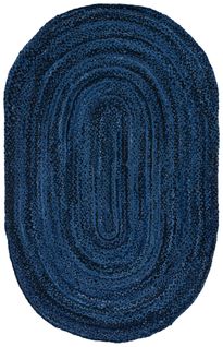 Tapis Braided 122 X 183 Cm Chalet De Campagne Lilou Bleu Marine
