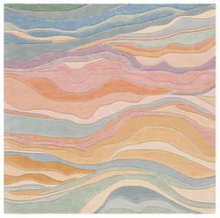 Tapis Rodeo Drive 183 X 183 Cm Géométrique Jasper Bleu / Rose Poudré