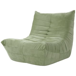 Fauteuil Pouf,fauteuil De Sol Paresseux,daim Velours,85 X 80 X 84cm,vert Olive (teinte Jaune)