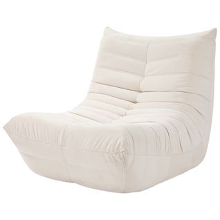 Fauteuil Pouf,fauteuil De Sol Paresseux Pour Salon,daim Velours,85 X 80 X 84cm,beige