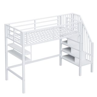 Lit Mezzanine 90x200cm Avec Espace Jeu Et Rangements, Blanc