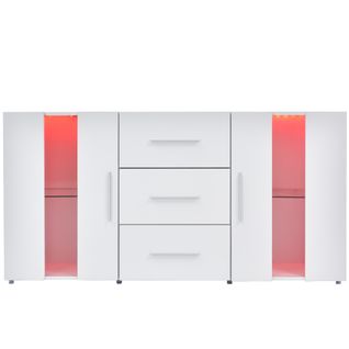 Buffet-armoire De Rangement-penderie-meuble Bas-avec Éclairage LED 16 Couleurs Pour Salon-blanc