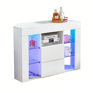 Meuble TV D'angle Blanc LED 100x40x68cm Brillant