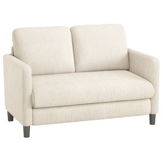 Canapé 2 Places 129x78x89 Cm En Velours Côtelé - Beige