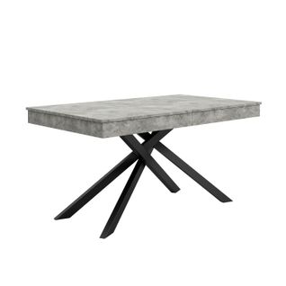 Table Salle à Manger Extensible 140-180x80cm 6-8 Personnes Plateau Extensible Placage Marbre Gris