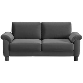 Neche Canapé 2 Places En Velours,avec Poche De Rangement,grands Accoudoirs,178 X 75 X 87cm,gris