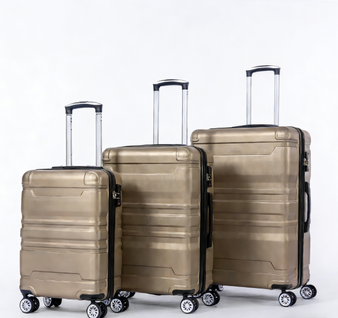 Set De Valises Lot De 3 Abs Poignée Télescopique Serrure Tsa Capacité Extensible Voyages Doré