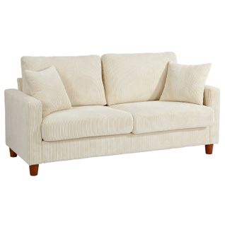 Canapé En Velours Côtelé 2 Places, 178x76x89cm - Beige