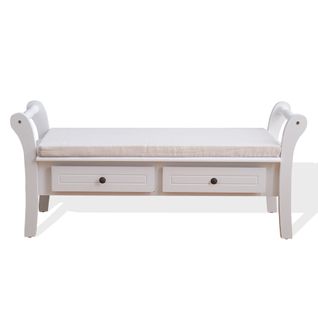 Banc De Jardin Coffre 2 Tiroir Bois Blanc Provençal 47,5x108,5x40