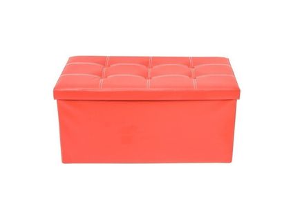 Pouf Coffre De Rangement Banc Rectangle Rouge Stokage 38x76x38