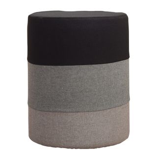 Pouf Assise Pouffe Tissu Rond Gris Blanc Vintage 45x35x35