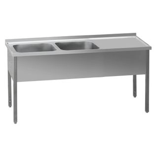 Table De Lavage 210x70x90 - 2x Évier 60x50x30 Égouttoir Droit Msdop 7021 - Redfox