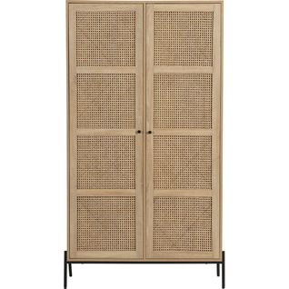 Armoire 2 Portes En Cannage Et Effet Chêne 100 Cm - Iris