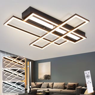 Plafonnier LED Pour Salon - 54 W - Noir - Intensité Variable - Design Moderne - Lampe De Cuisine