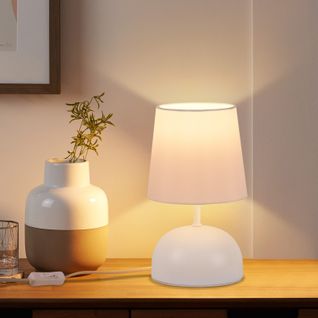 Lampe à Poser De Table Tissu Beige Avec Câble - Lampe De Chevet Chambre Lit Moderne