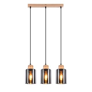 Suspension En Bois Pour Table à Manger Vintage 3 Flammes E27 Lampe De Salle à Manger Industrielle