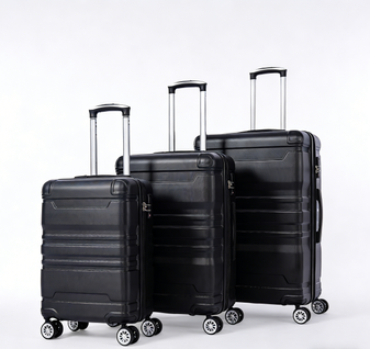 Set De Valises Lot De 3 Abs Poignée Télescopique Serrure Tsa Capacité Extensible Voyages Noir
