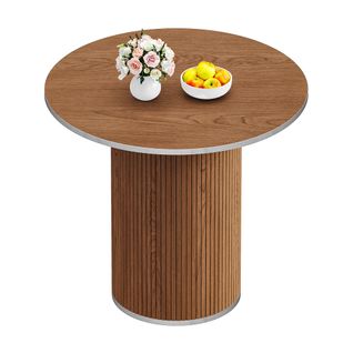 Table à Manger Ronde Moderne 4 Personnes 80cm Table De Cuisine Mdf Noyer