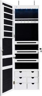 Armoire À Bijoux Murale LED Armoire Bijoux De Rangement Avec Miroir,6 Tiroirs Hauteur Du Crochet