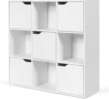 Bibliothèque De Rangement, Cube De Rangement 5 Avec Portes, Pour Salon, 90 X 29 X 90 Cm (blanc)