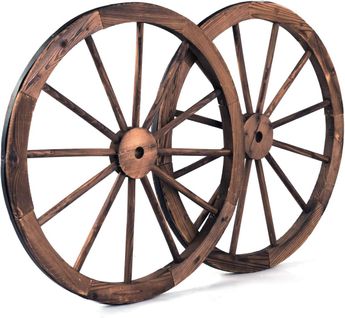 Set 2 Roue Décorative En Bois Style Rustique, Roue Chariot Décoration Pour Jardin, Bar