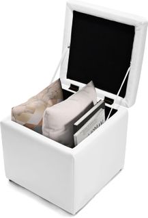 Tabouret Pouf Coffre Boîte De Rangement Repose-pied Ottoman, Charge 150 Kg (beige)