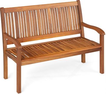 Banc De Jardin D'extérieur Pour 2 Personnes En Bois Avec Dossier Et Accoudoir Large Pour Parc