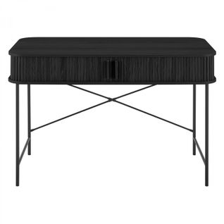 Bureau Noir 2 Portes Coulissantes Callix Ua1512 Mdf Lattes Noires