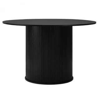 Table à Manger Ronde 110 Cm  4 Personnes Callix Uk0787 Mdf Lattes Noires