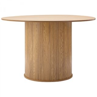 Table à Manger Ronde 110 Cm 4 Personnes Callix Uk0788 Mdf Lattes Chêne
