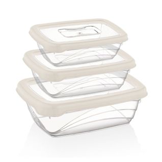 Ensemble De Boite De Conservation 3 Pièces Ivoire  Hgl764-ivr