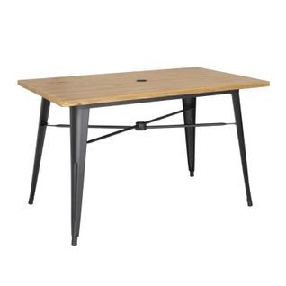 Table Plateau Aluminium Effet Bois Clair 120 X 76 X 75 Cm