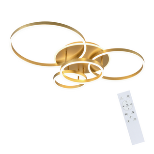 Plafonnier LED Pour Salon Noir à Intensité Variable Design Moderne 61 Cm  Avec Télécommande 50 W