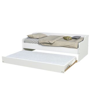 Lit Gigogne 90x200cm Blanc Swity  Blanc Inclus Sommier Et 1 Tiroir Lit