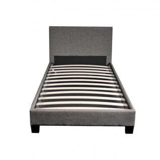 Lit 1 Place 90x190cm Tissu Gris Foncé Avec Sommier Dusin